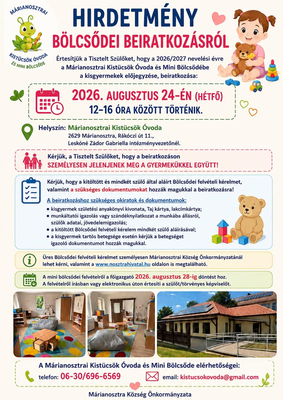 Hirdetmény bölcsődei beiratkozásról