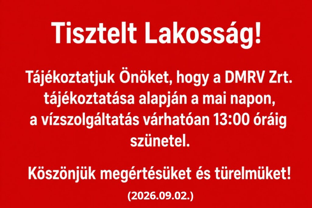 Felhívás, vízszolgáltatás